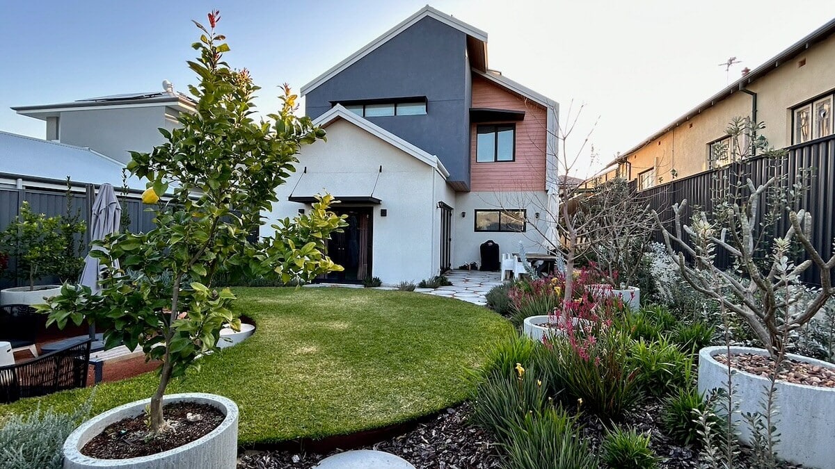 Mt Hawthorn Passiv Haus home by Norde Homes, rear garden and landscaping